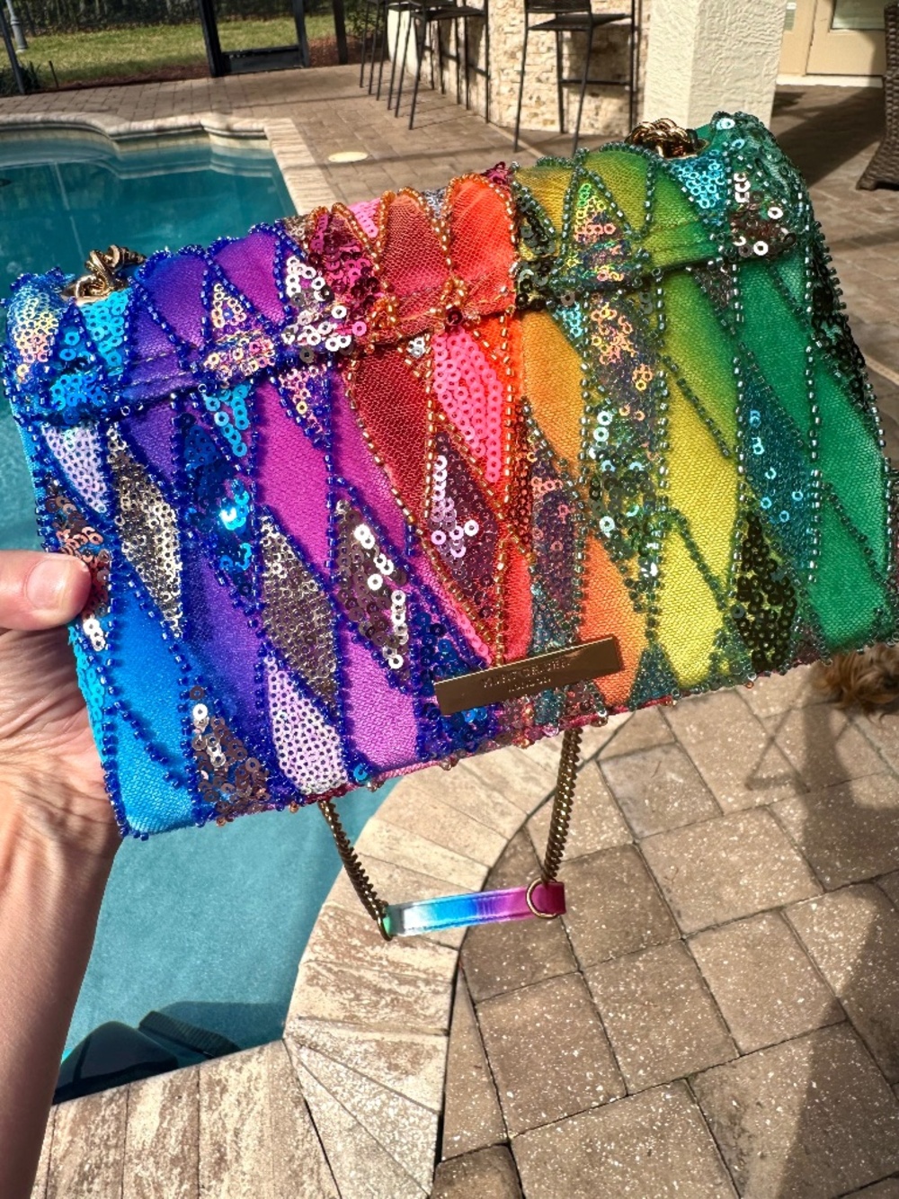 NWT GORGEOUS Kurt Geiger Kensington Ombré Sequin Gemstone Bag - Picture 8 of 10